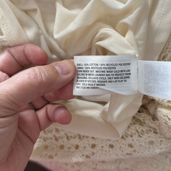 UT XL Cream Openwork Midi Sweater Crochet Knit Scalloped Drawstring Skirt - Picture 16 of 16